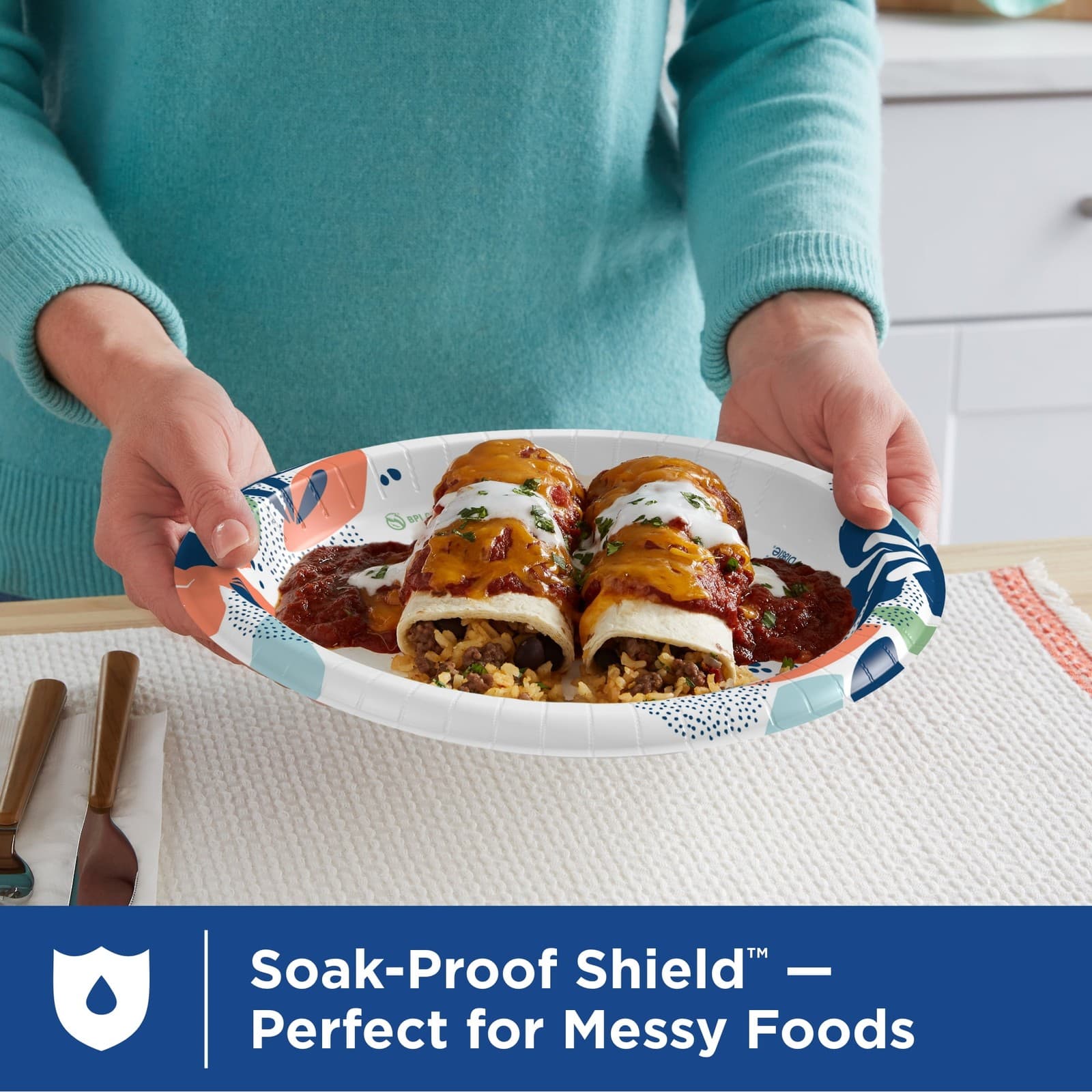 Disposable Paper Plates, 10", Multi-Color, 210 Count 2