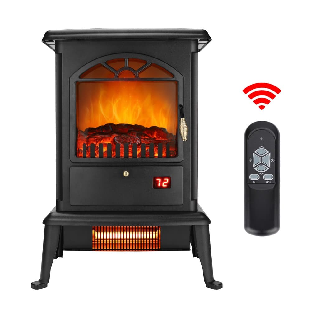 Electric Fireplace Stove,1500W Infrared Heater with 3D Realistic Flame & Remote 2