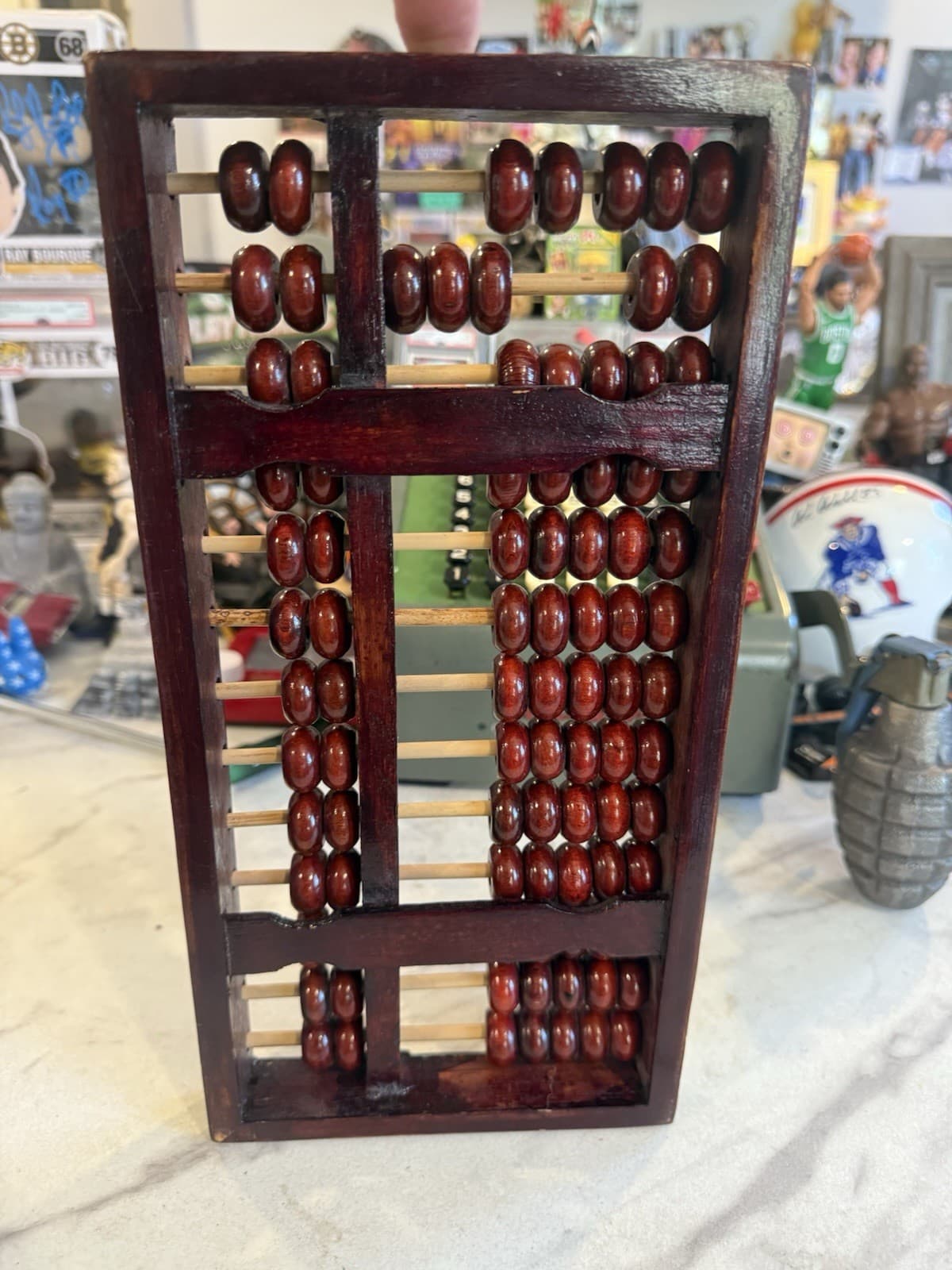 VTG 12” Abacus 13 Pole 91 Bead Brown Wood Handmade Chinese Counter🇨🇳💰 6