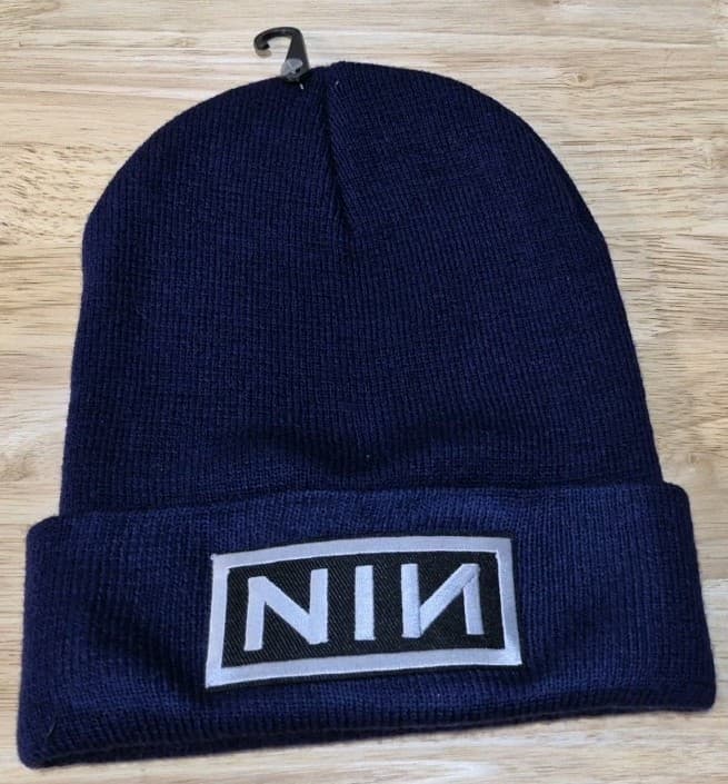 NIne Inch Nails Skull Hat Cotton Knit Skull Cap NIN Hat Navy 6