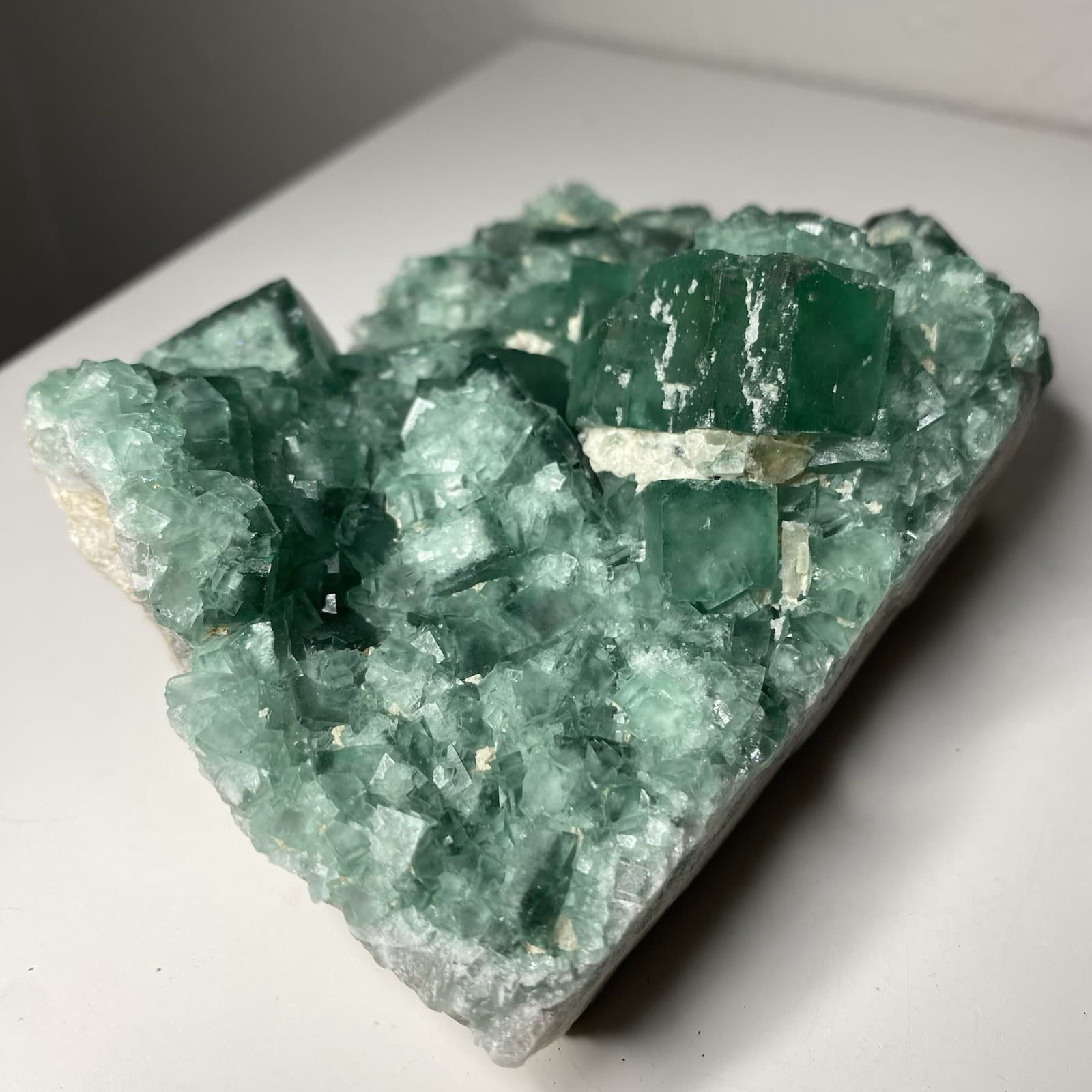 Transparent Green Cubic Fluorite Specimen On Matrix 590 Grams UV Reactive 4