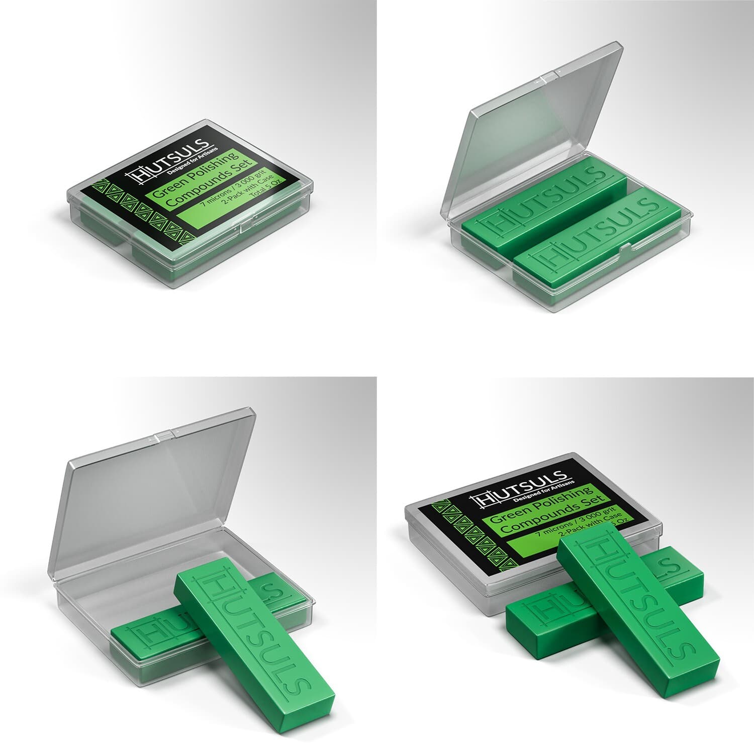 Hutsuls 2-Pack 5 Oz Green Knife Stropping Compound & Case Buffing Polishing Bars 3