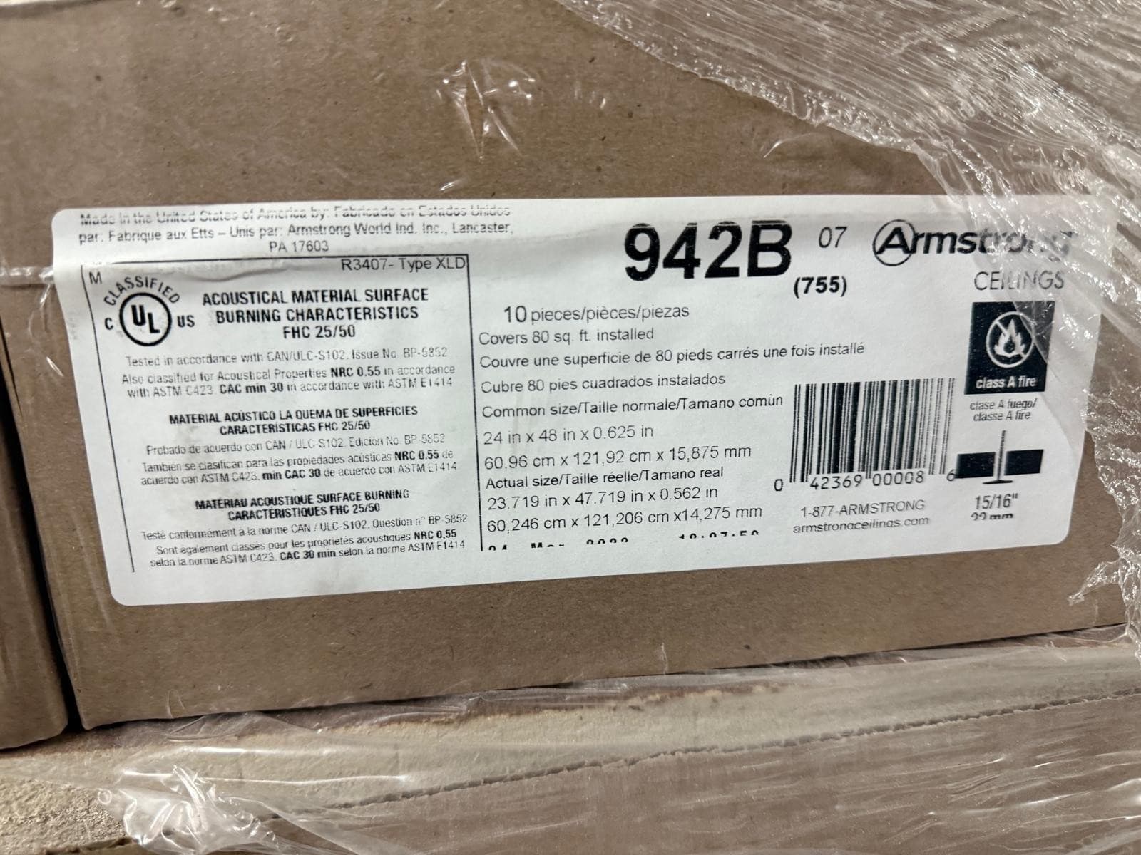 Armstrong 2x4 TEXTURED Acoustic Ceiling Tiles for Suspended Ceiling Grids, 2