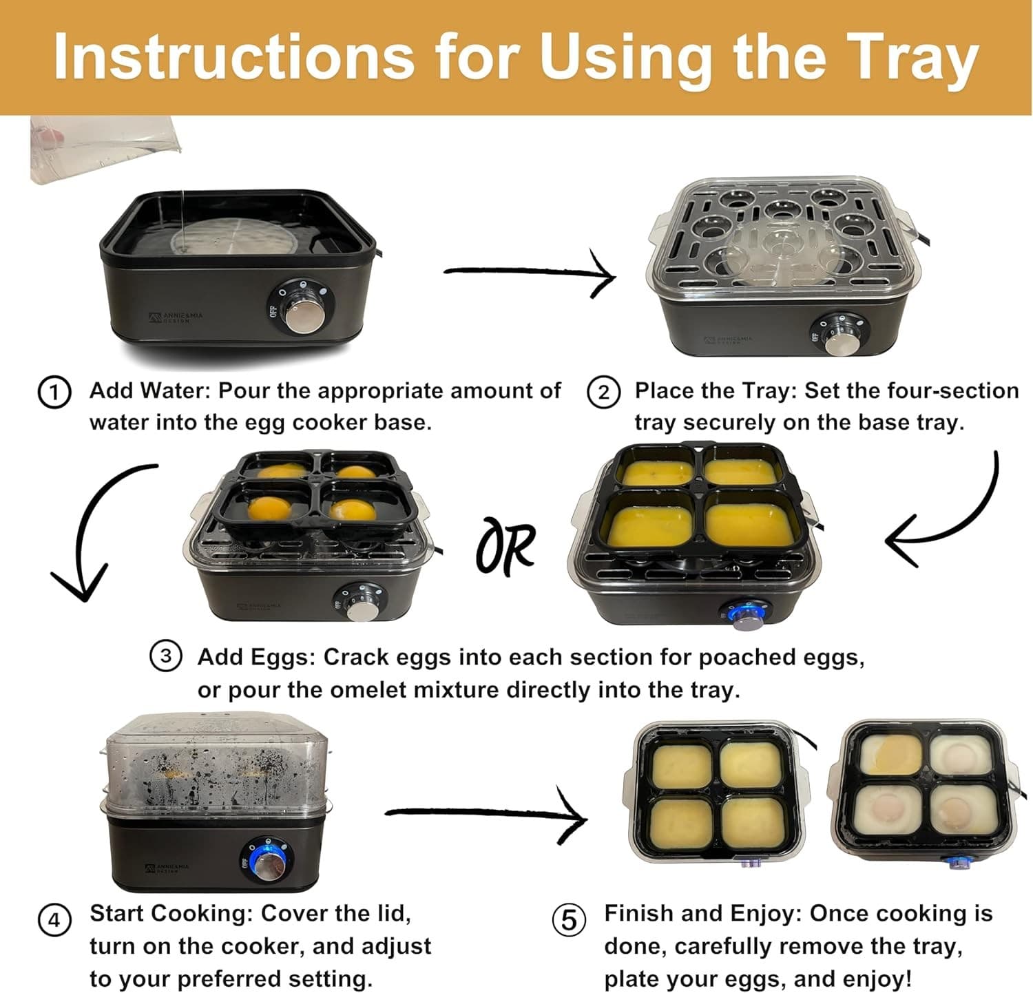 Electric Egg Cooker, Stainless Steel 8 Egg Capacity egg boiler, 500W,Hard,Medium 6