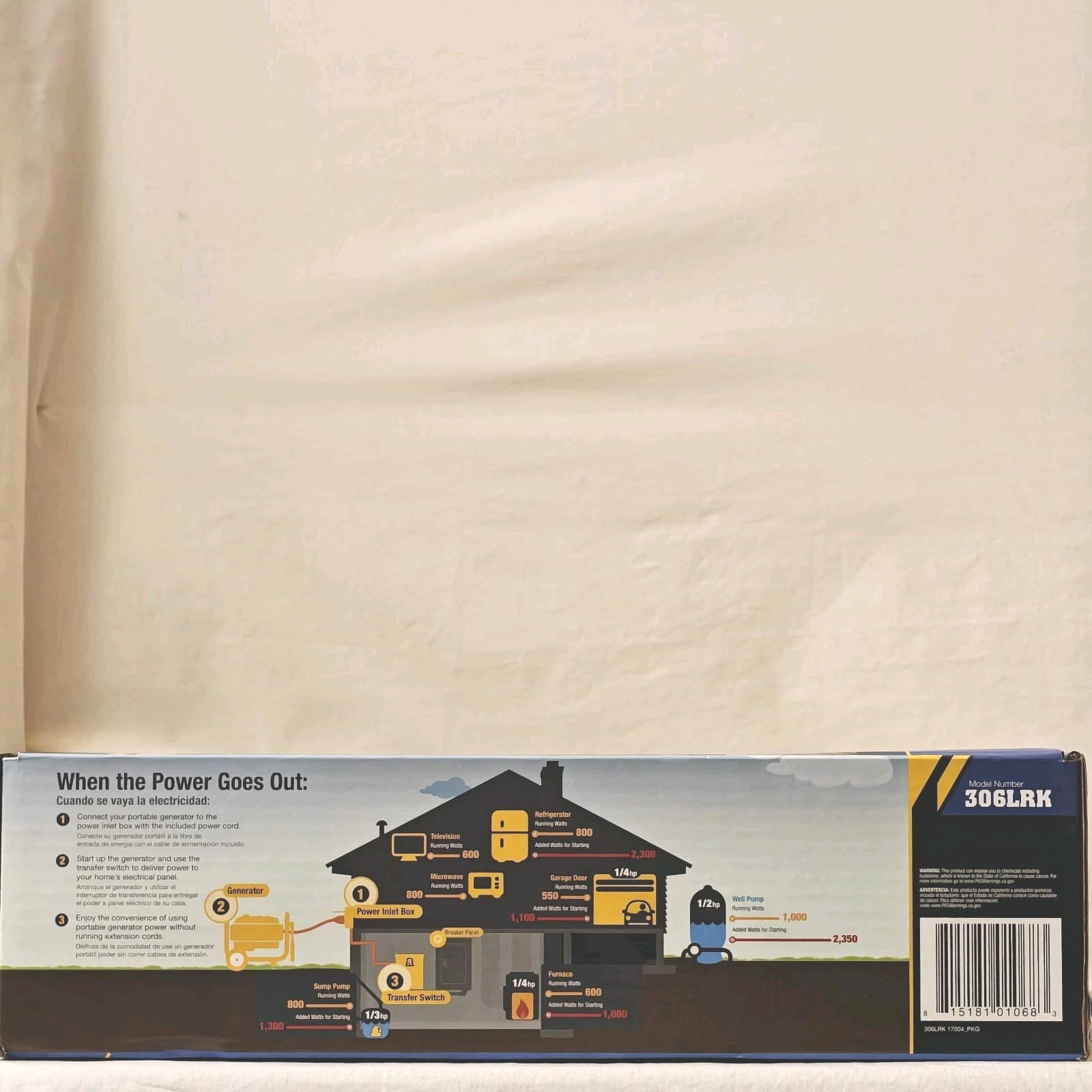 Reliance 306LRK 30Amp BackUp Power Manual Transfer Switch Kit PreWired 6-Circuit 3