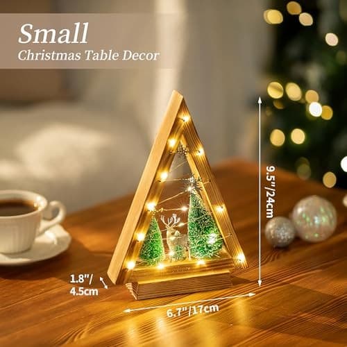  Wooden Christmas Tree Decor: Tabletop Christmas Decorations with Lights for  4