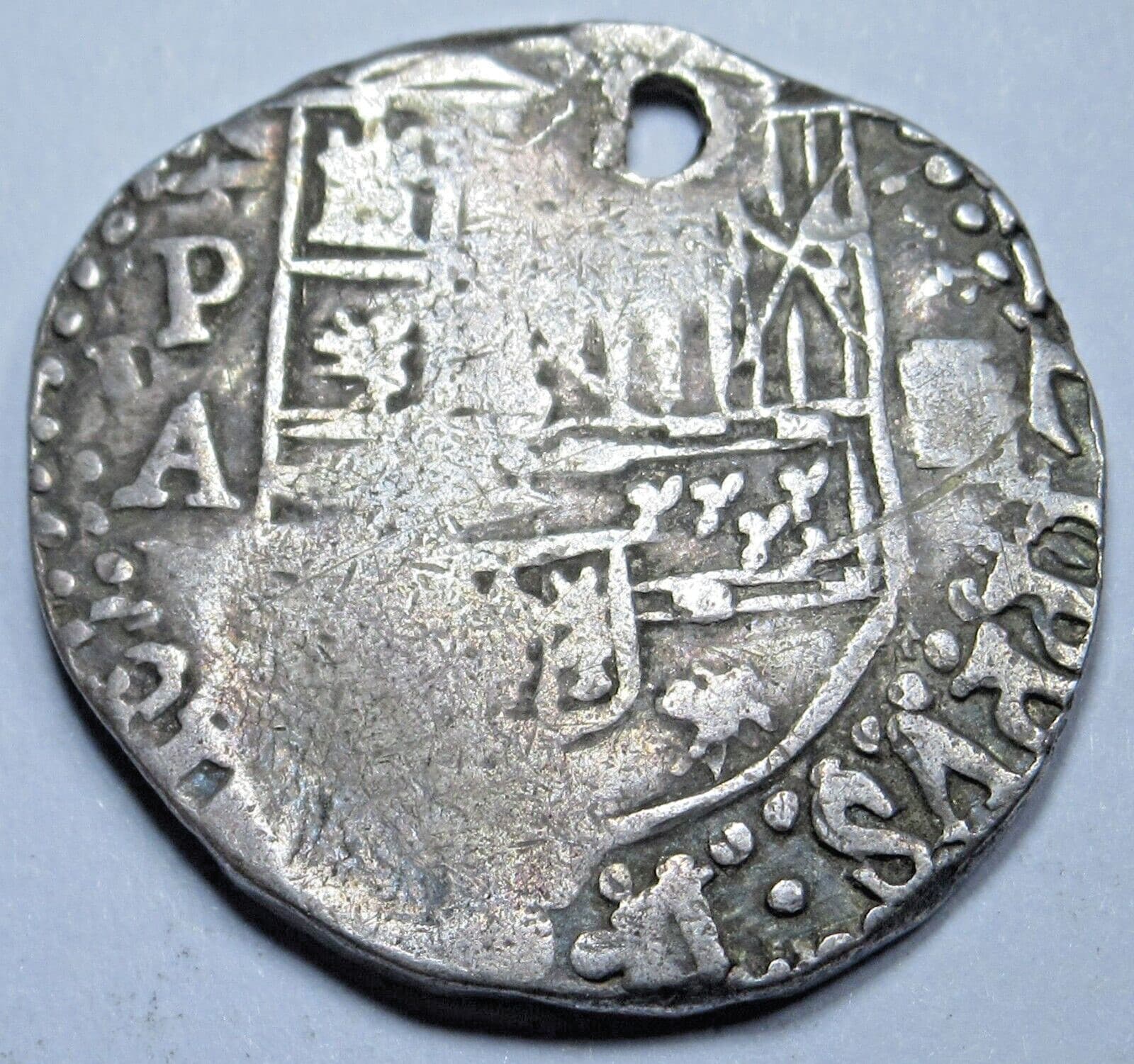 1586-89 Philip II Bolivia Rare A Assayer 1 Reales 1500's Spanish Silver Cob Coin