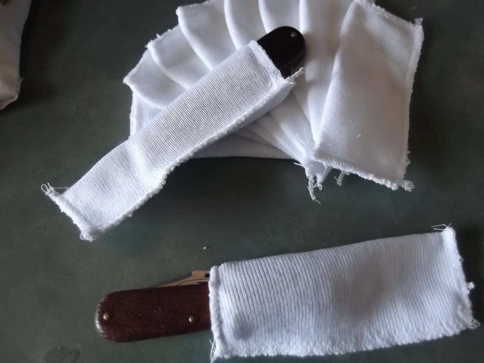 10 LG.WHITE COTTON FOLDING KNIFE SLEEVES-STORAGE-6" SOFT STORAGE POUCHES Colored 4