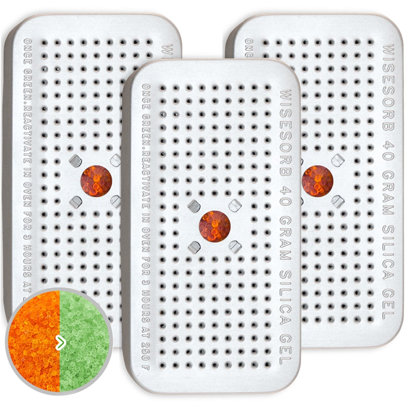 40 Gram 3 Pack Silica Gel Canister Reusable Indicating Desiccant Dehumidifier