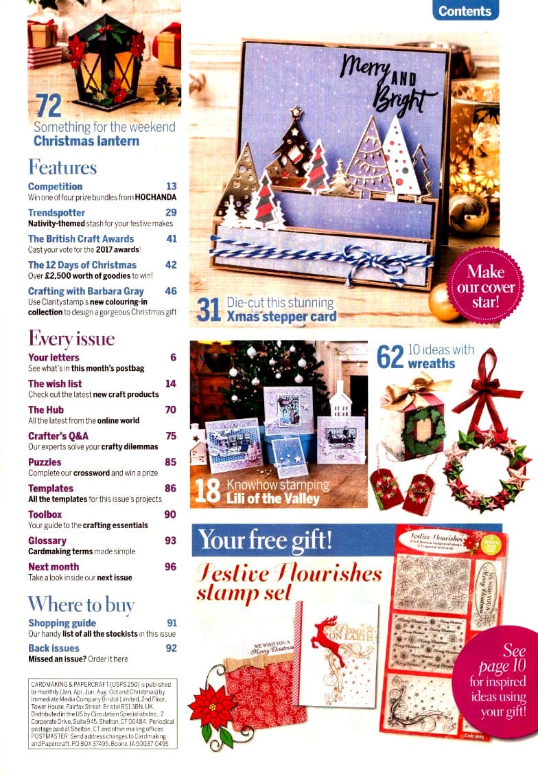 Cardmaking & Papercraft Magazine Issue 163 Christmas 2016 with Stamp Set Gift 3