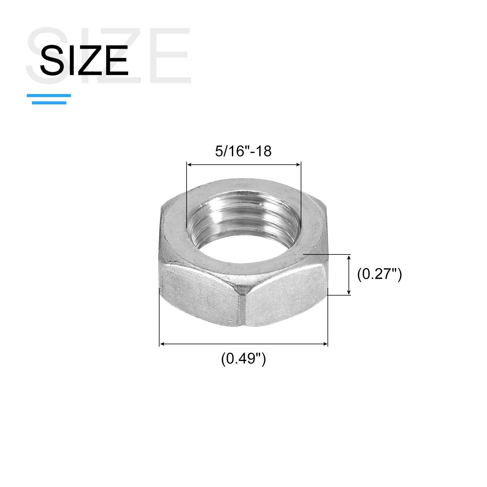 Hex Nuts (5/16"-18) 25Pcs 316  Steel Coarse Thread Nut Silver 2