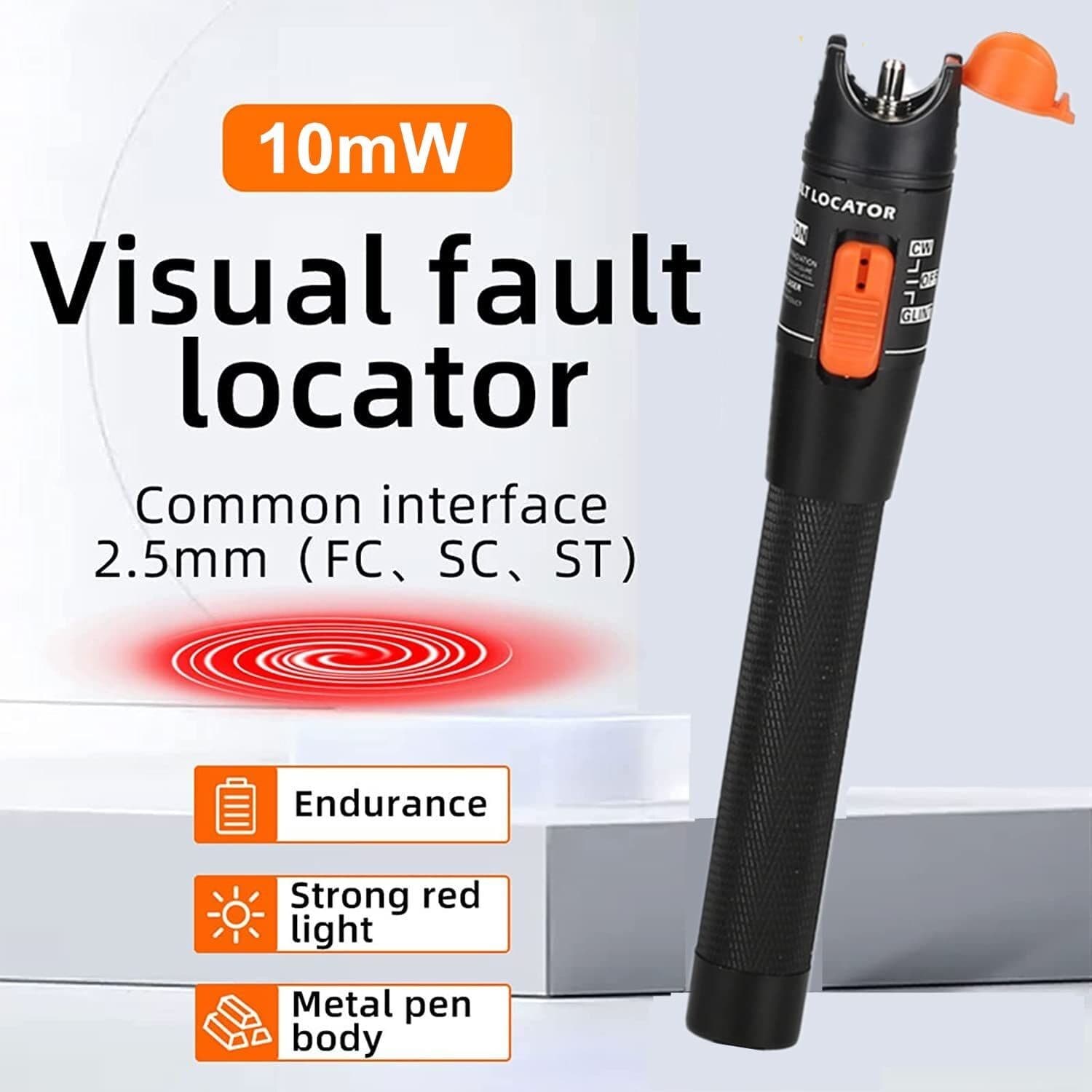 Visual Fault Locator 10MW 10KM Output FC SC ST Interface VFL Fiber Test Pen Tool