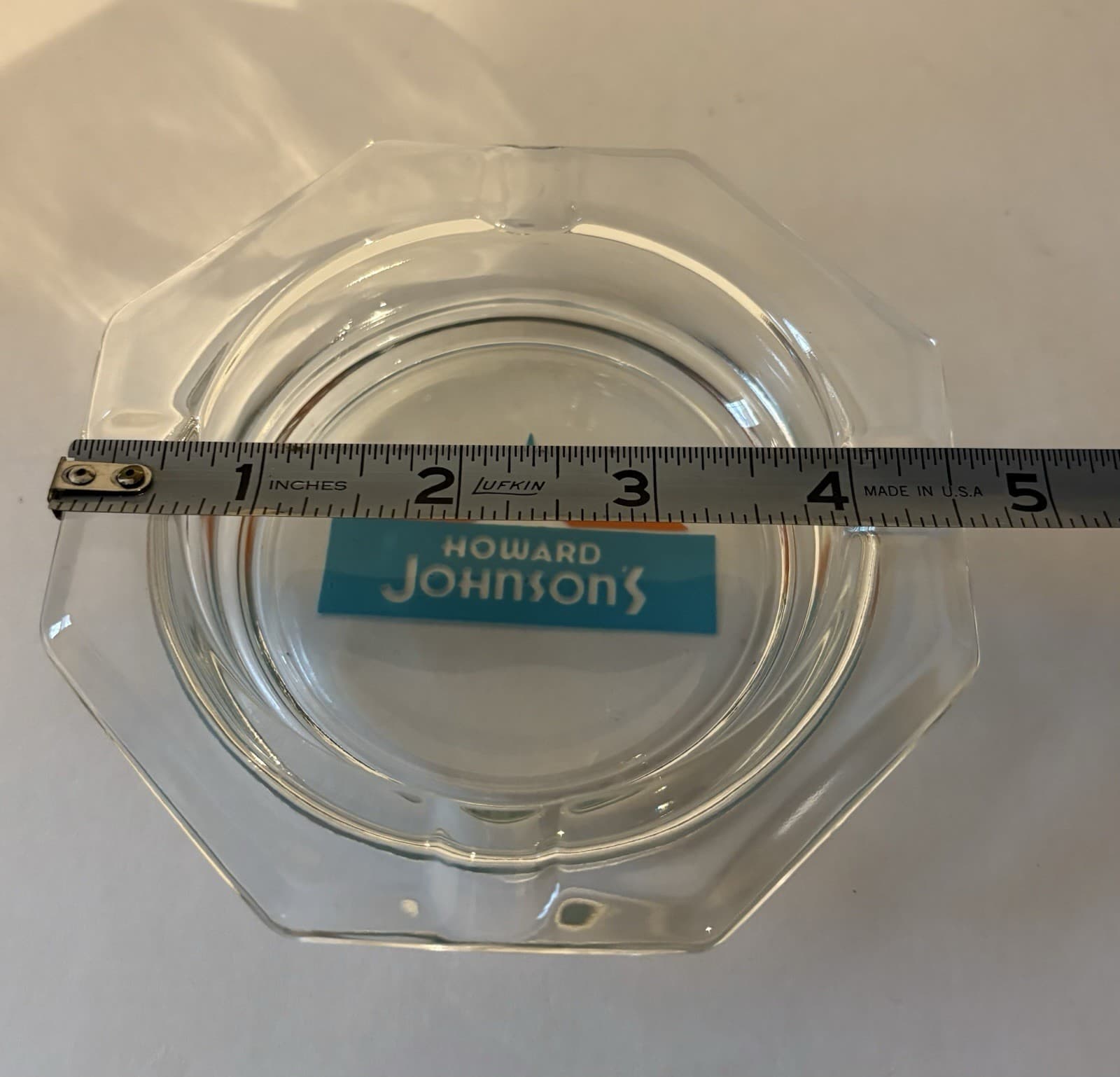 Vintage Howard Johnson’s Hotels Logo Glass Ashtray 4.5" Hexagon 5