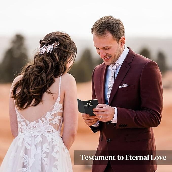 Wedding Vow Book - Vow Books His and Hers 5.5"×4" Set of 2 Black and White /Gold 5