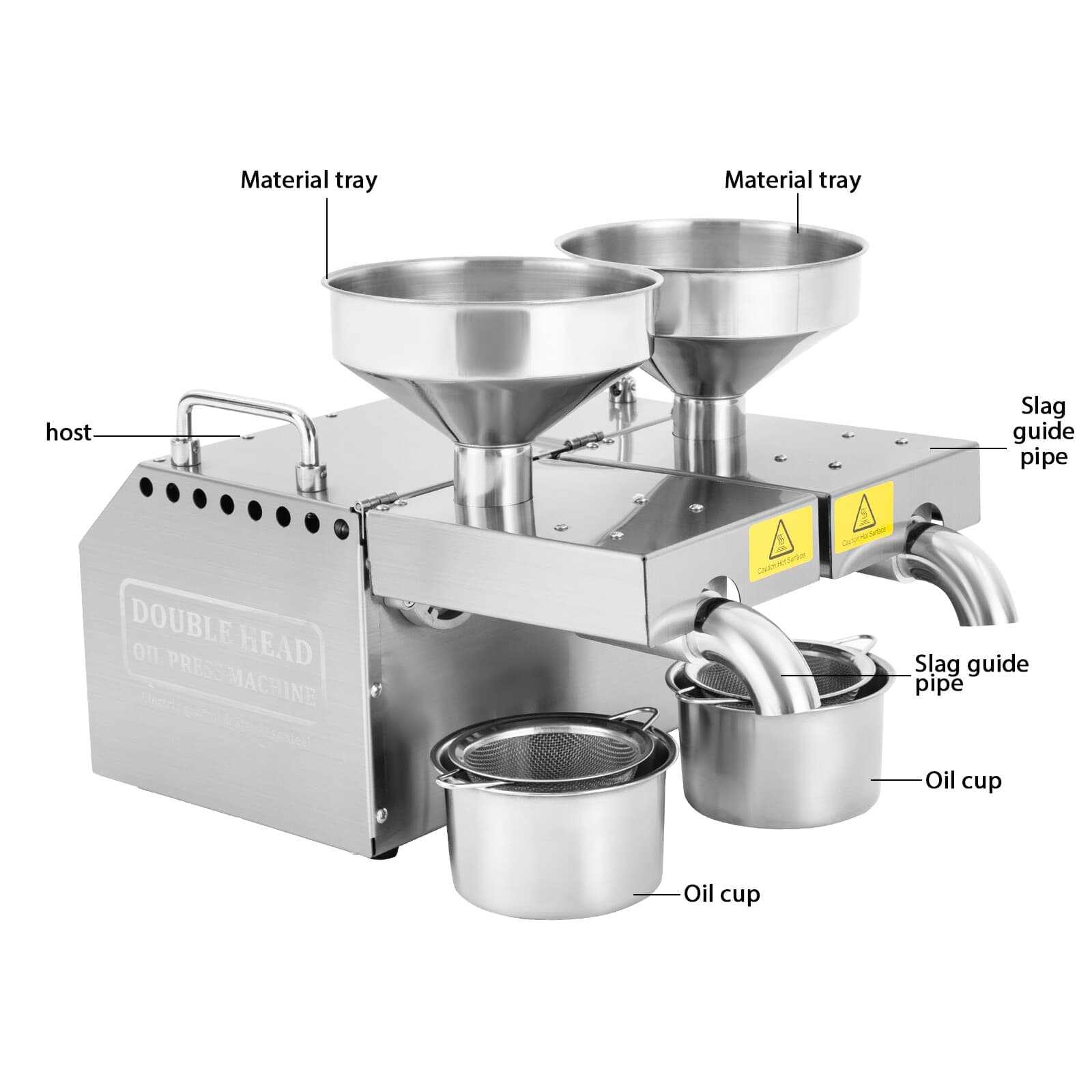 Double Head Oil Press Machine Stainless Steel Oil Extractor Hot & Cold Oil Press 5