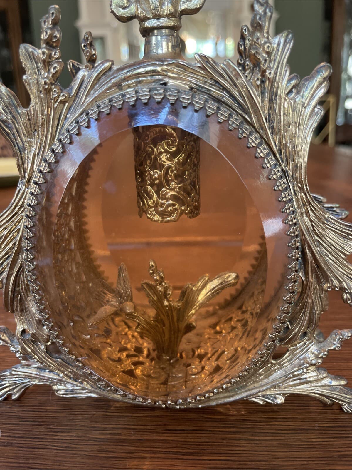 Vintage~Ormulo Matson~GOLD CHERUB Perfume Bottle AMBER GLASS VANITY Hollywood 2