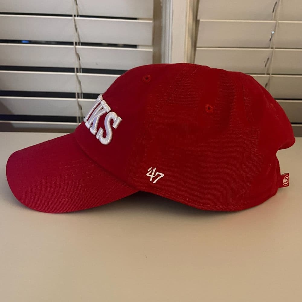 47 Brand Atlanta Hawks NBA Baseball Cap Red White Adjustable Hat Sports Fan Gear 3