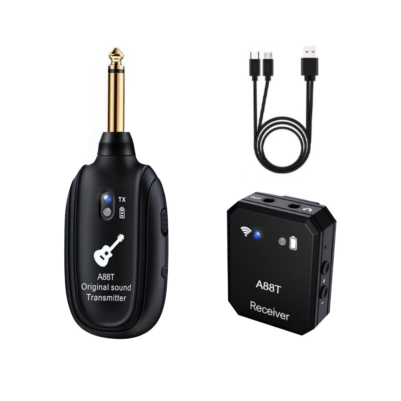 Black Rechargeable ABS Wireless In-Ear Monitor System Transmitter Receiver 2