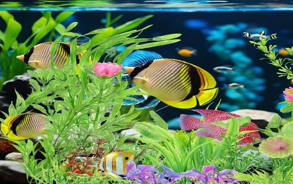 Aquarium Artificial Plastic Plants Decorations，11pcs Fish Tank Green  3