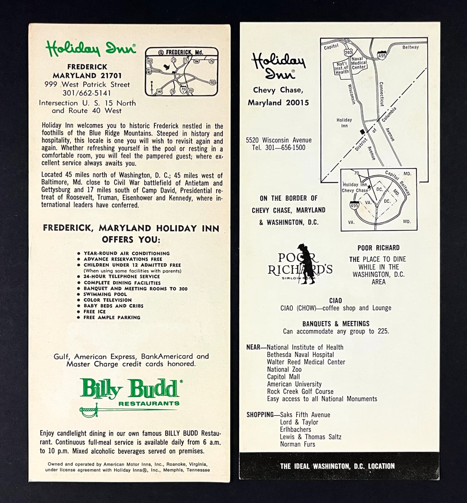 1960s Holiday Inn Maryland & Connecticut VTG Hotel Travel Flyer Ad Card Lot of 5 5