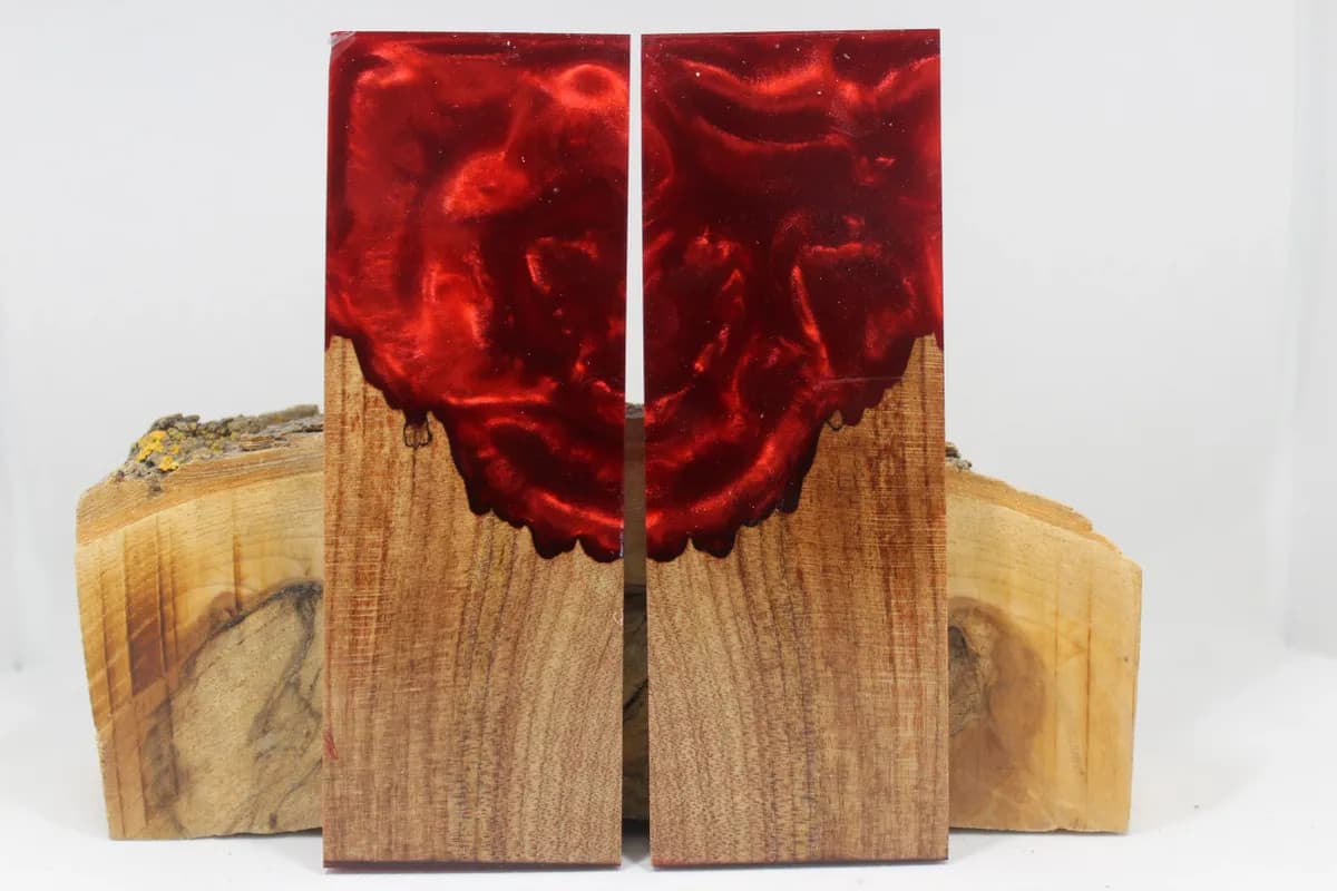 HYBRID STABILIZED MAPLE RED CUSTOM COMPOSITE KNIFE HANDLE MATERIAL (7866)
