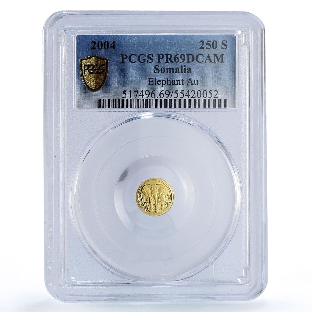 Somalia 250 shillings Elephant African Wildlife Fauna PR69 PCGS gold coin 2004