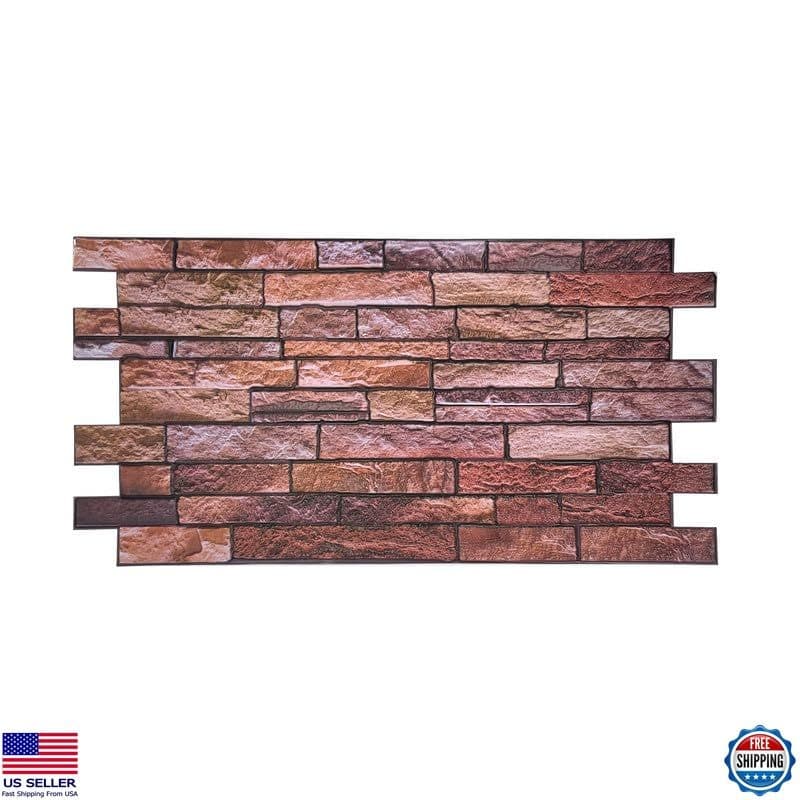 10-Piece 3D Claystone Slate Brown Faux Decorative Wall Panels - 3 ft x 1.5 ft