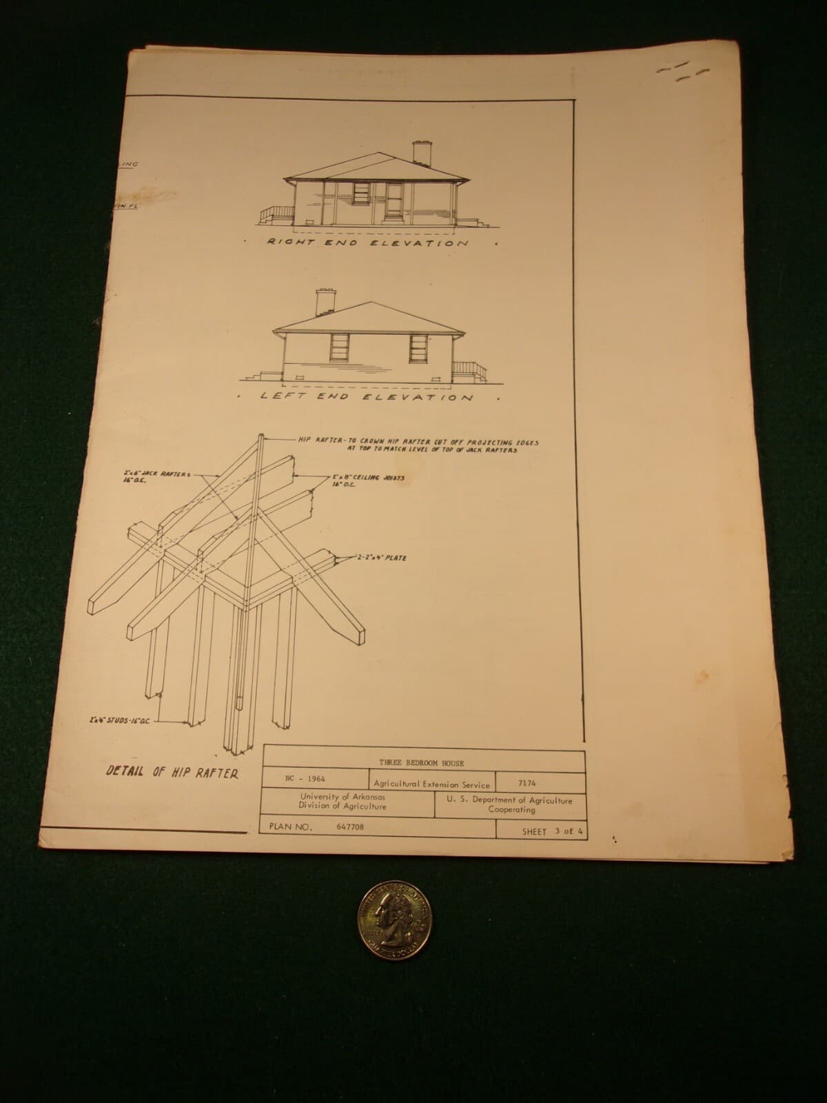PAIR OF OLDER VTG 1964 HOUSE BLUEPRINTS PLANS\:  UofA AGRICULTURE EXTENSION SRVC 2