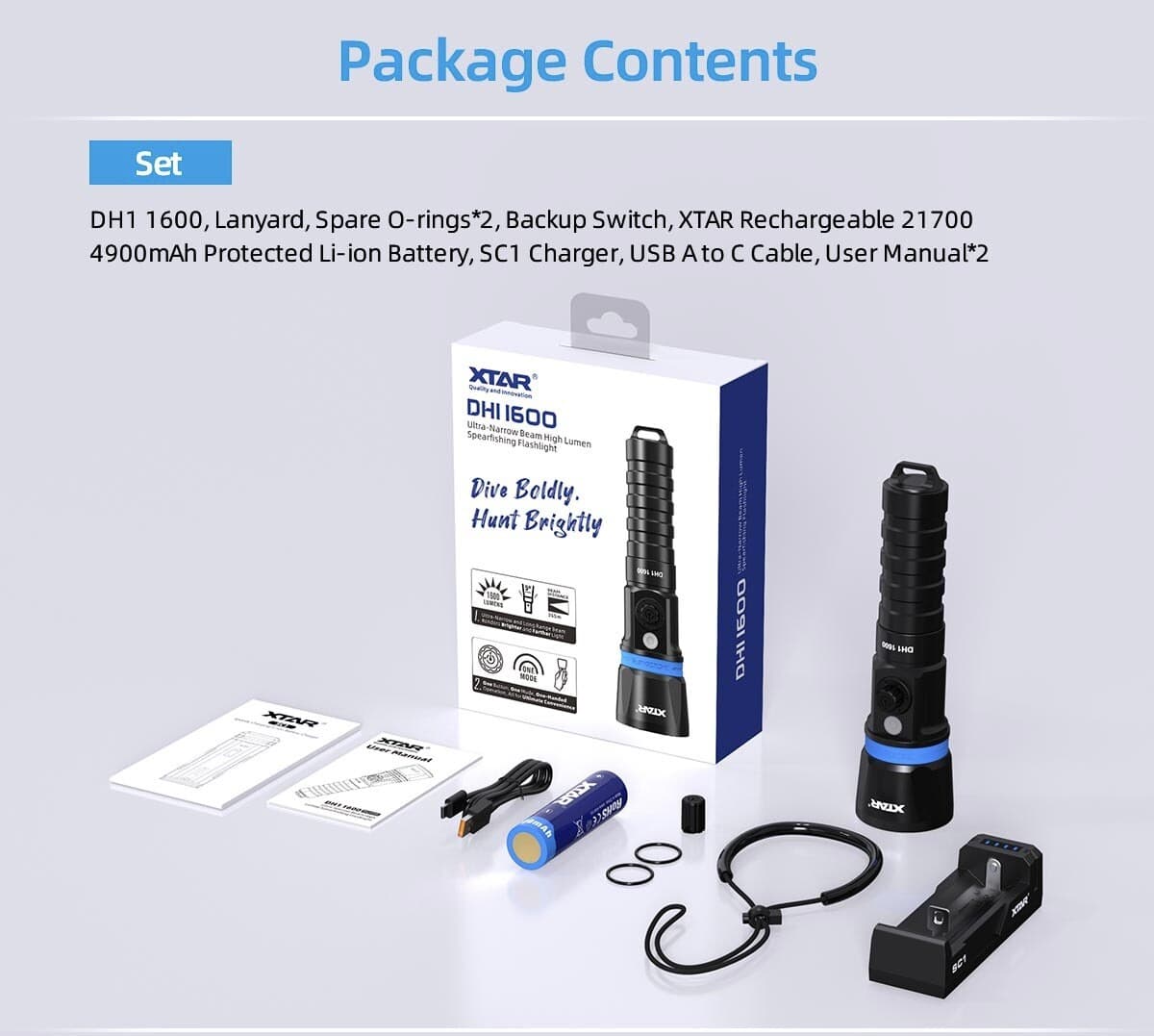 XTAR DH1 1600 Lumens Dive Light XTAR Hunter DH1 1600 Lumens Dive Light
