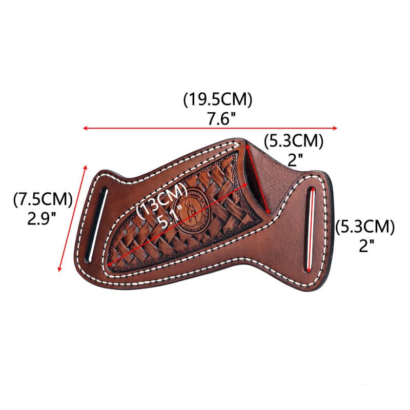 TOURBON Leather Engraved Fixed Blade Knife Sheath Belt Pouch EDC Knives Case 2