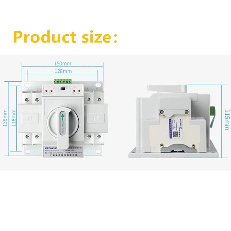 63A 2P 220V Dual Power Automatic Transfer Switch Generator Changeover Switch 2