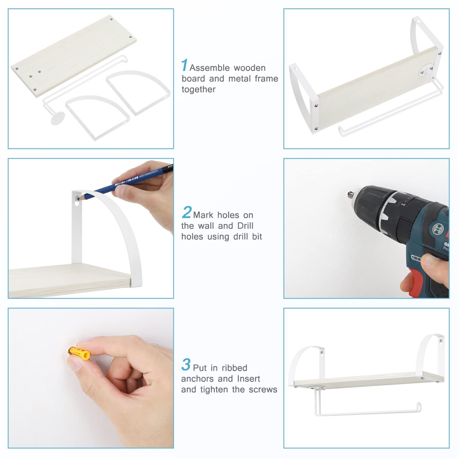 Paper Towel Holder with Shelf Farmhouse Paper Towel Holder Wall Mount Spice R... 4