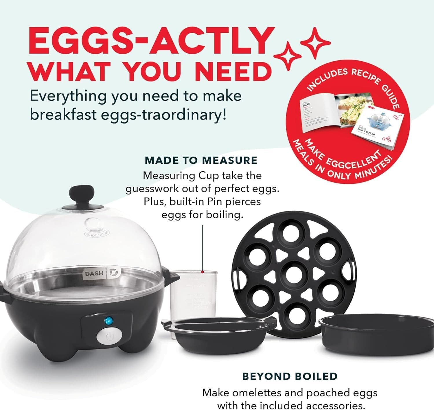 Rapid Egg Cooker: 7 Egg Capacity Electric Egg Cooker for Hard Boiled Eggs, Poach 4