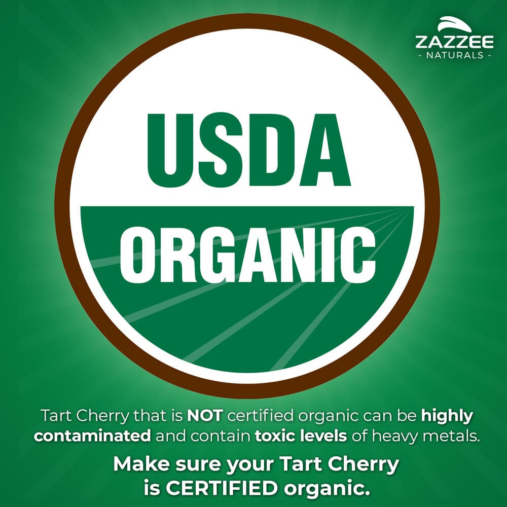 USDA Organic Tart Cherry Extract 120 Count Vegan 3000 mg Strength 10:1 Uric Acid 2
