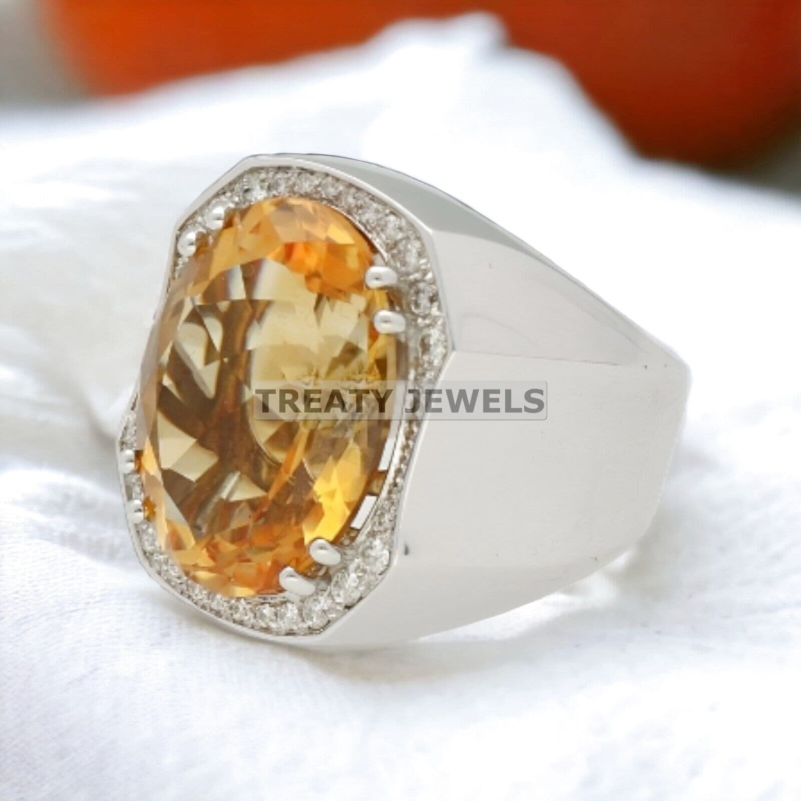 Citrine Oval Cut Gemstone With 925 Sterling Silver Ring For Men's #486 # 2