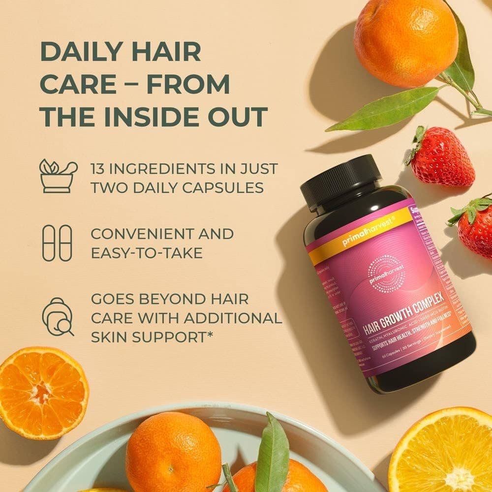 Primal Harvest Hair Vitamins – 60 Biotin & Zinc Pills for Women & Men Hair Growt 2