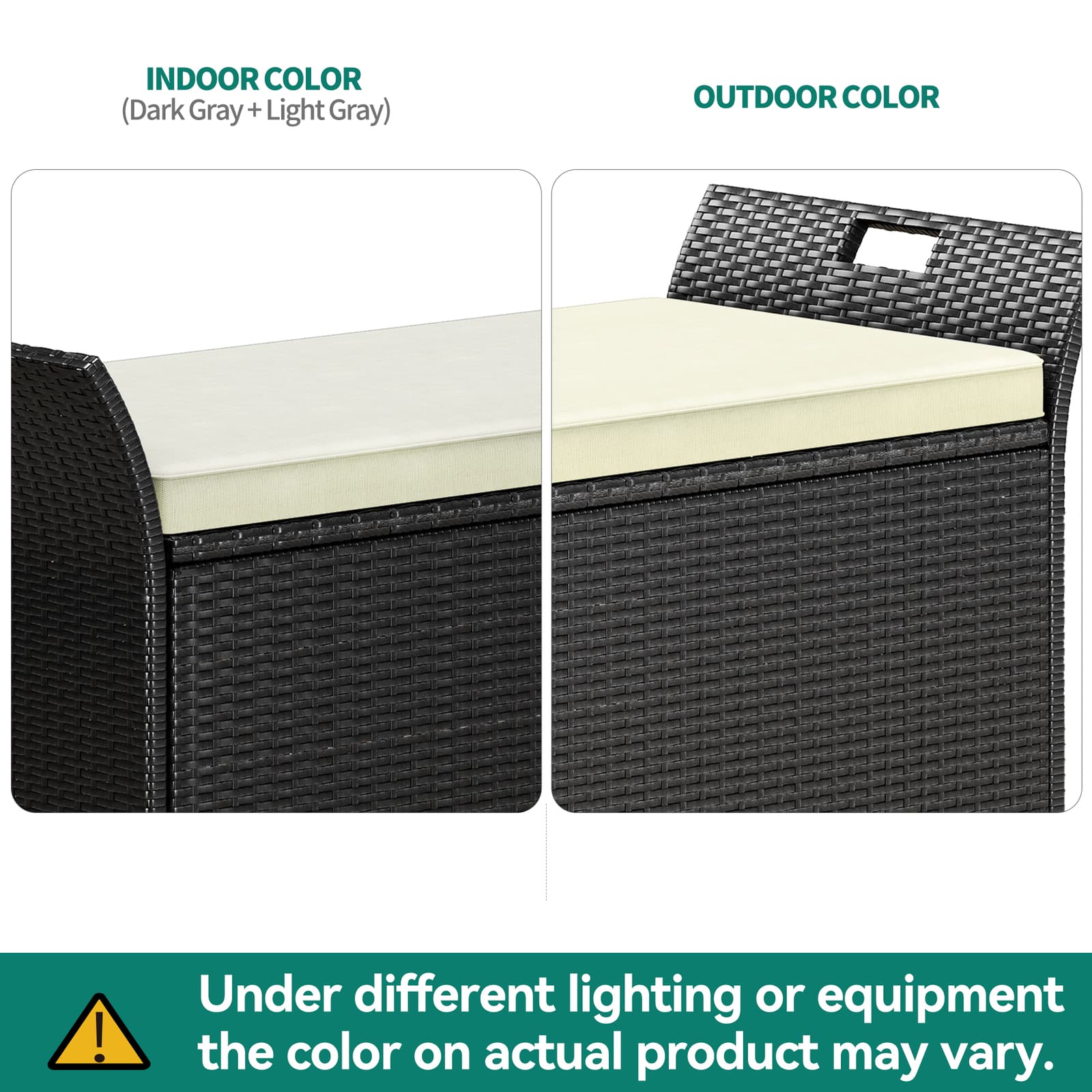 Beuloke Patio Furniture Outdoor Storage Bench Deck Box Rattan Style Deck Box 5