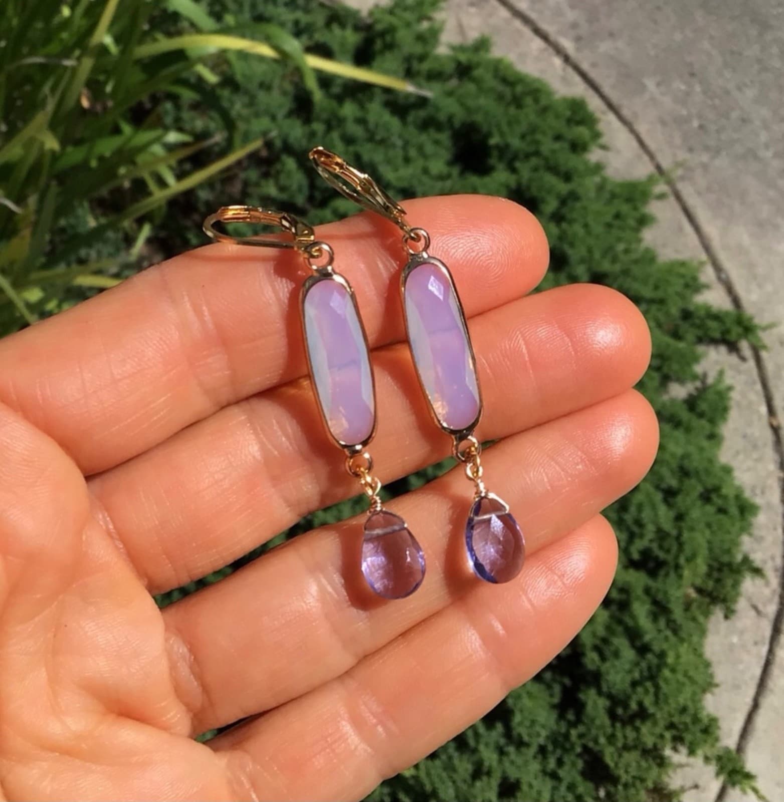 SUNDANCE CHARM ARTISAN JEWELRY EARRINGS OPALITE GOLD PLATED 4