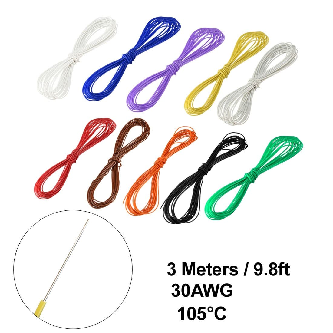 10Pack 30 Gauge Wrapping Wire Tin Plated Copper Cable FOR ELECTRONIC TEST 2