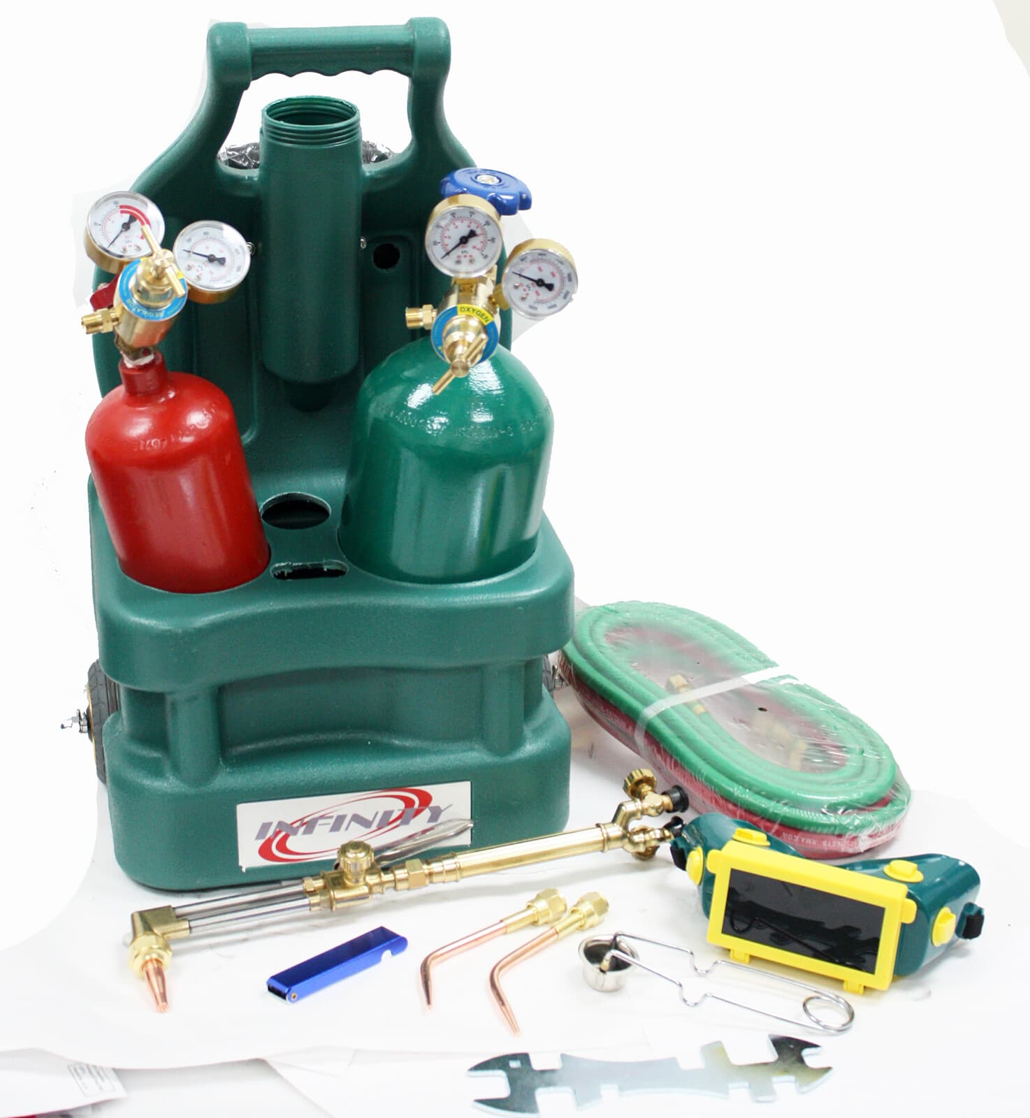 HVAC Brazing Welding Cutting Torch Kit w/Oxygen Acetylene Tanks Regulator & TOTE 3