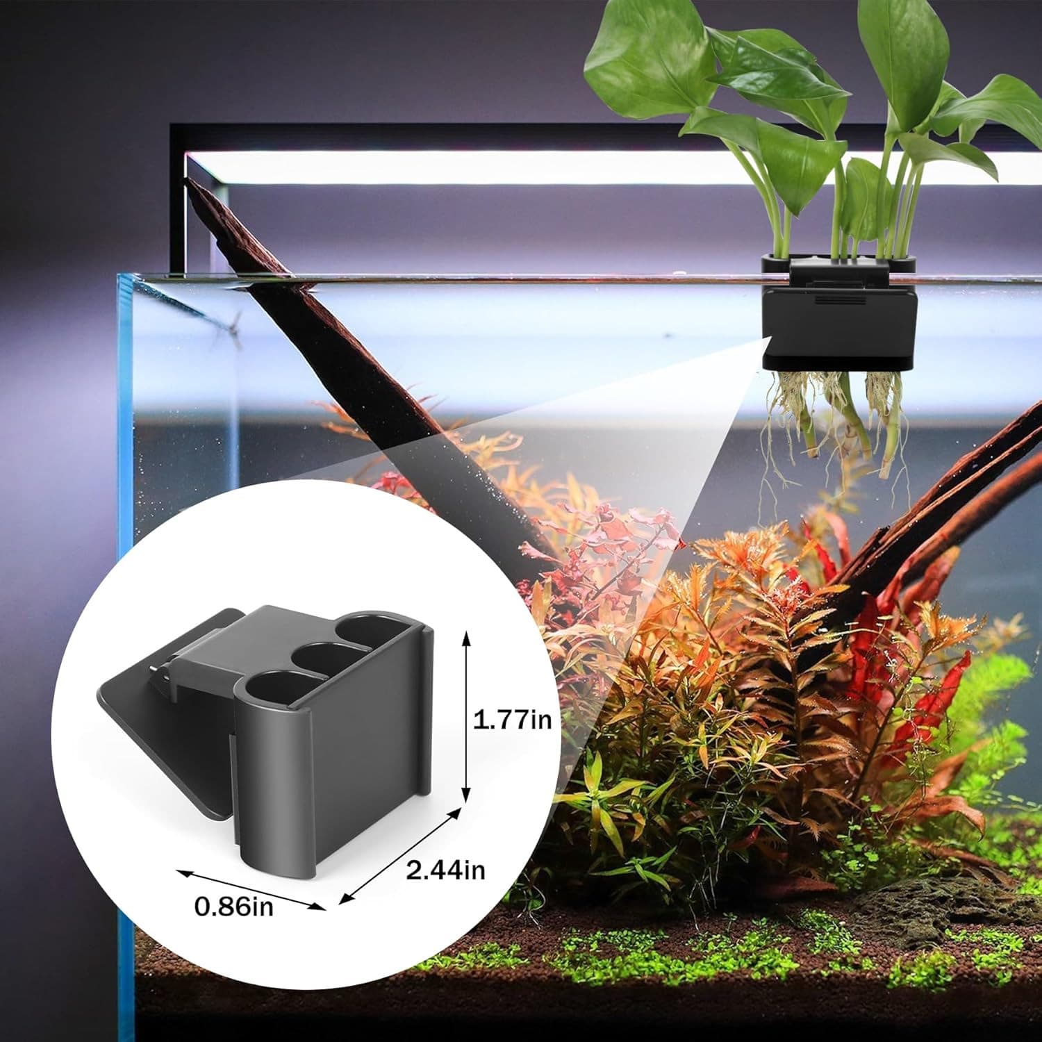 2Pcs 3 Holes Upgraded Aquatic Plant Cup Aquarium Plant Holder for Tank, Hanging 5