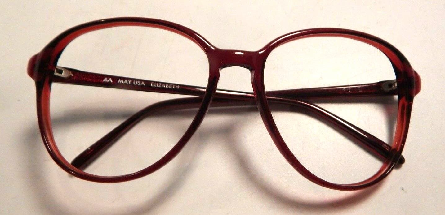 Vintage MAY USA Elizabeth Wine 57/16 Eyeglass Frame New Old Stock #363 2