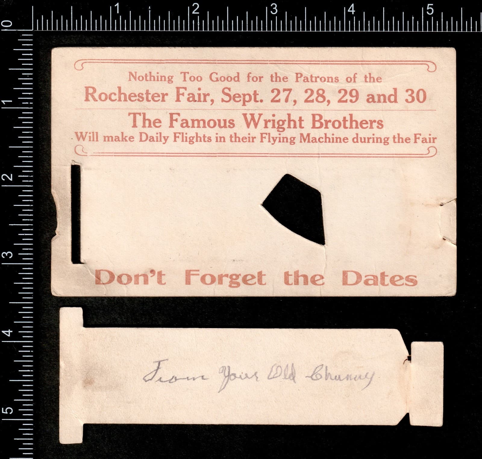 Wright Brothers: 1910 Exhibition Flights RARE Fair Mechanical Trade Card SR.E.WB 2