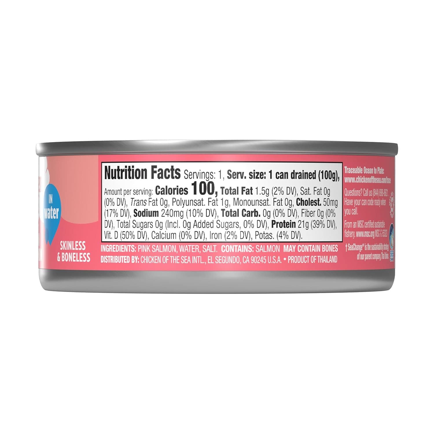 Chicken of the Sea Alaskan Pink Salmon in Water, 5 Oz. Cans (Pack of 12), Wild C 2