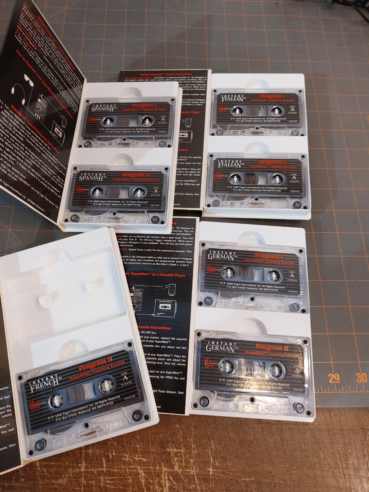 Zygon Superbrain Cassette Lot Language Instant Spanish Italian German + Bonus 2