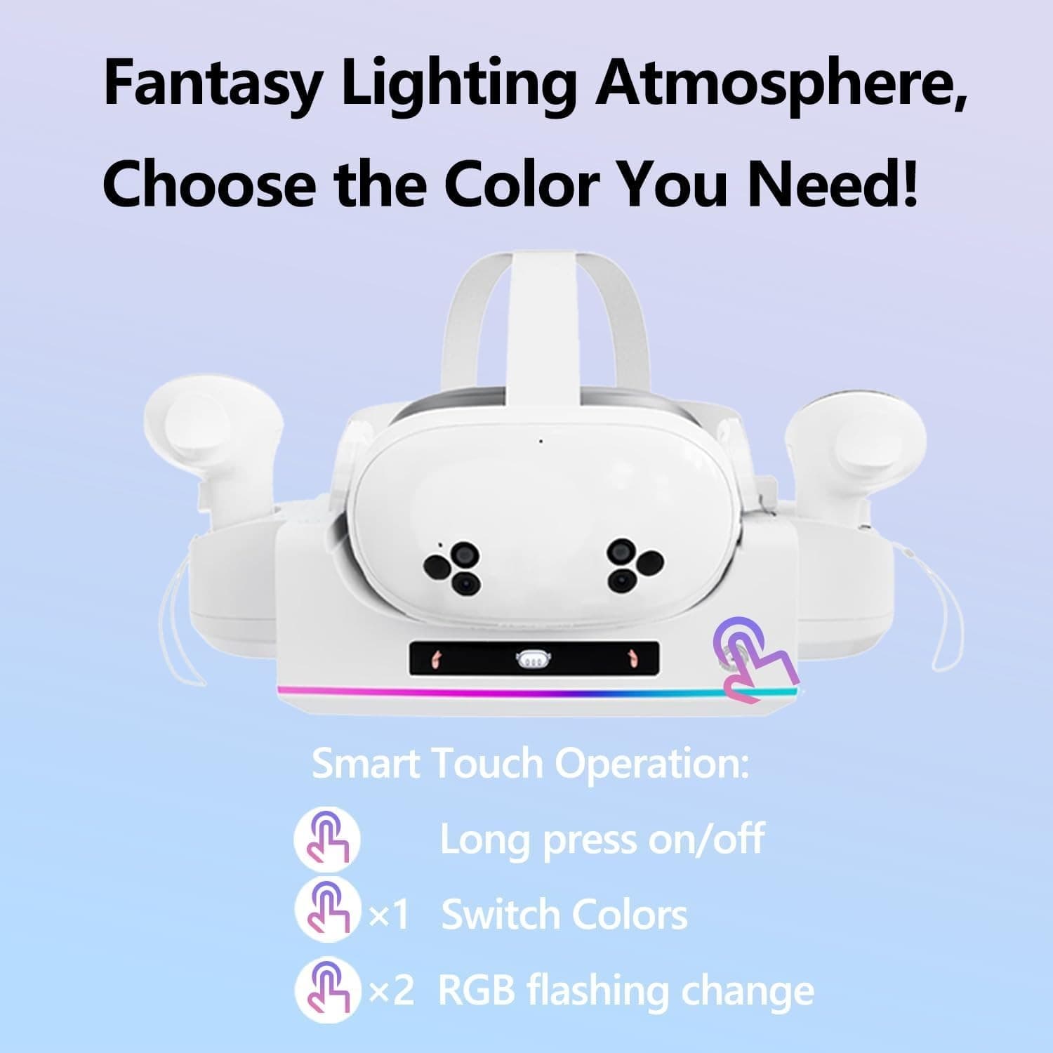 For Meta Quest 3S/ 3 Headset Controller Charging Dock Charger Stand Station RGB 4