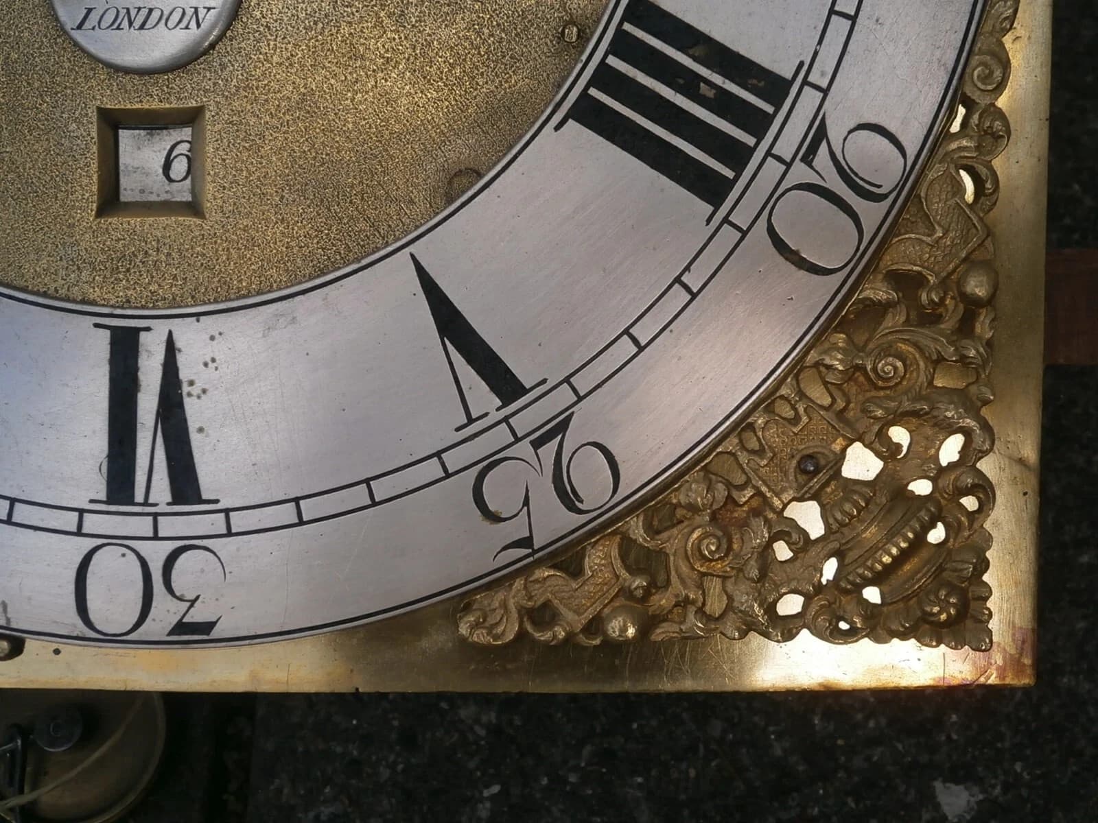 J ROBINSON LONDON ROCKING SHIP LONGCASE CLOCK DIAL+movent 12X16+1/4INCH C 1750 6