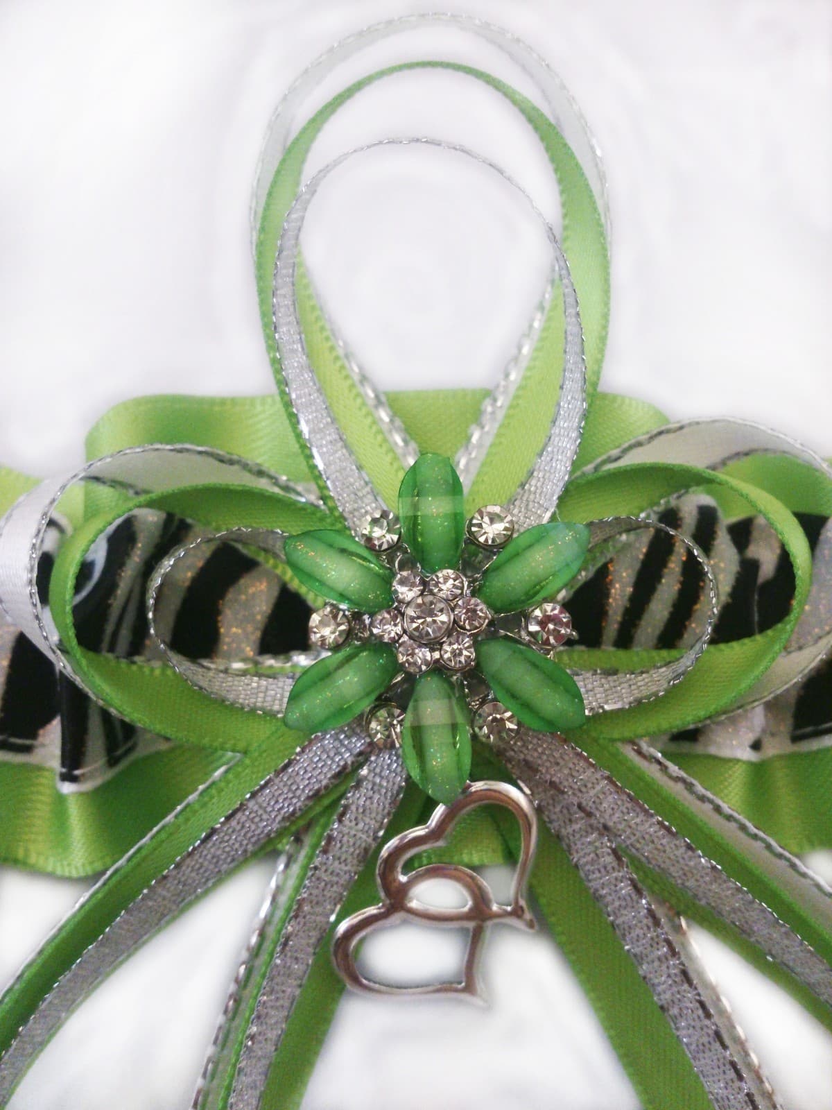 Bling! Apple Green ZEBRA Glitter GARTER Prom Wedding Formal Bridal Exotic Dancer 2