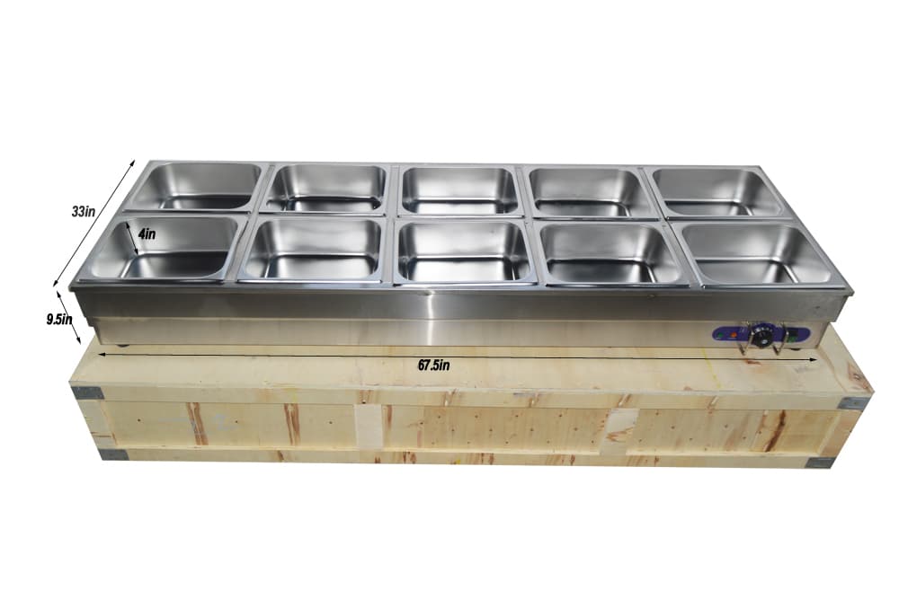 10-Pan Hot Well Steam Table Food Warmer Commercial Stainless Steel sneeze Guard 2