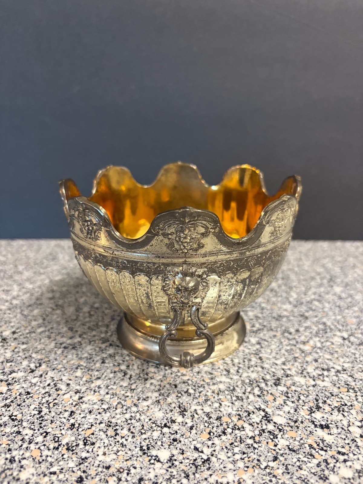 Vintage silver plate lions head handle bowl - Made in Japan 2